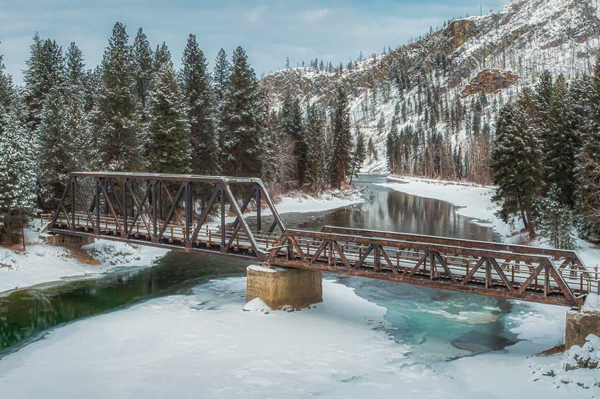 Bridge over snowy river