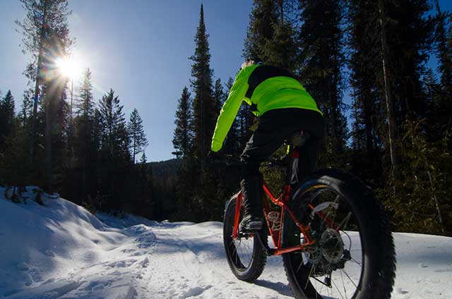 Fat tire mountain biking in snow