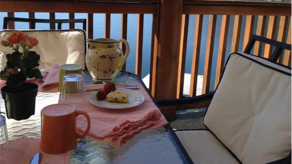 Breakfast overlooking the lake