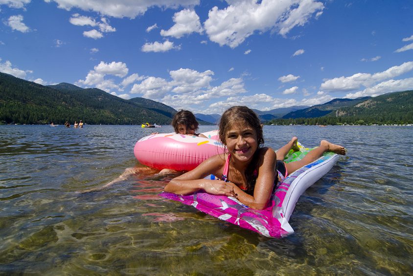 Floating, swimming, Christina Lake, Boundary